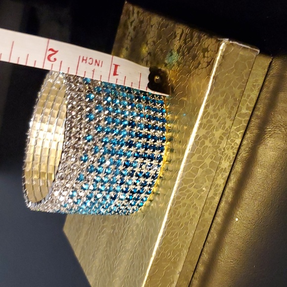 Wide Elastic Rhinestone Bracelet: Bridal Formal Special Occasion Competition - Picture 4 of 4